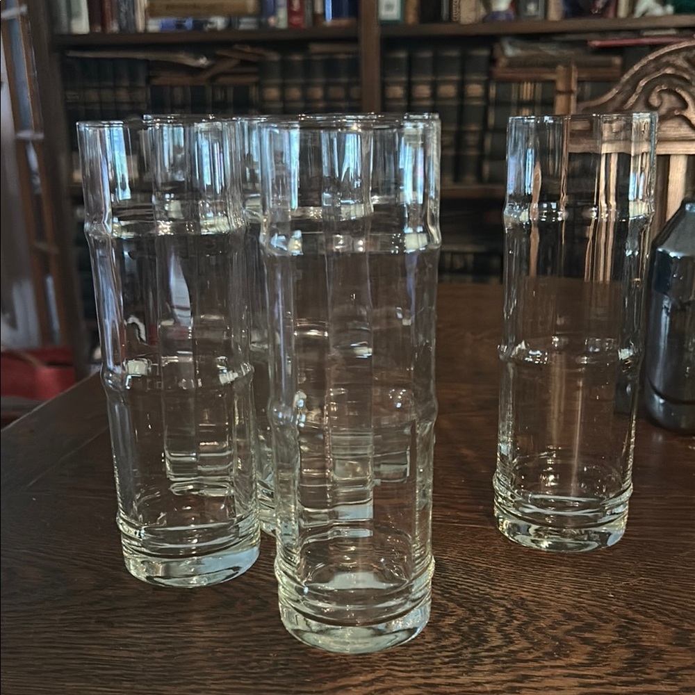 Vintage Tiki Bamboo Bash Clear Glass Highball Set